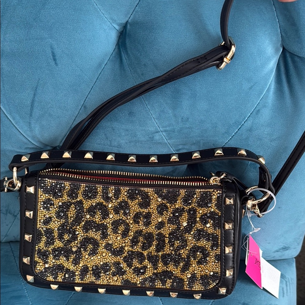 Betsey Johnson Studded Leopard Print Crossbody Bag - New with Tags